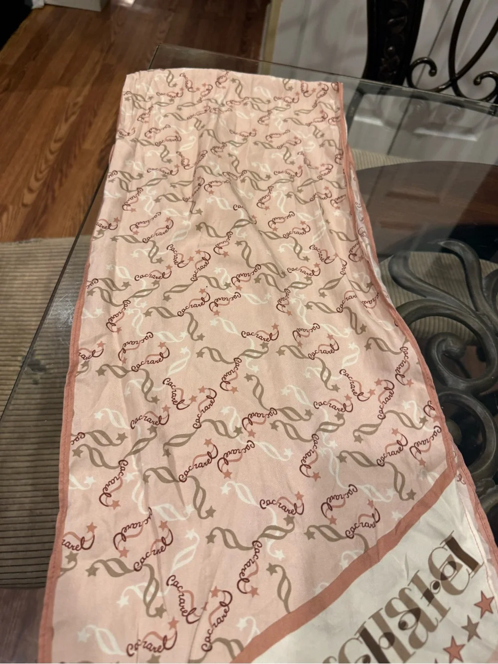 Cacharel- vintage Pink Patterned Scarf - Home Accents
